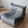 Togo armchair and ottoman set velvet silver grey 1