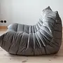 Togo armchair and ottoman set velvet silver grey 2
