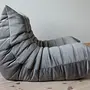 Togo armchair and ottoman set velvet silver grey 4