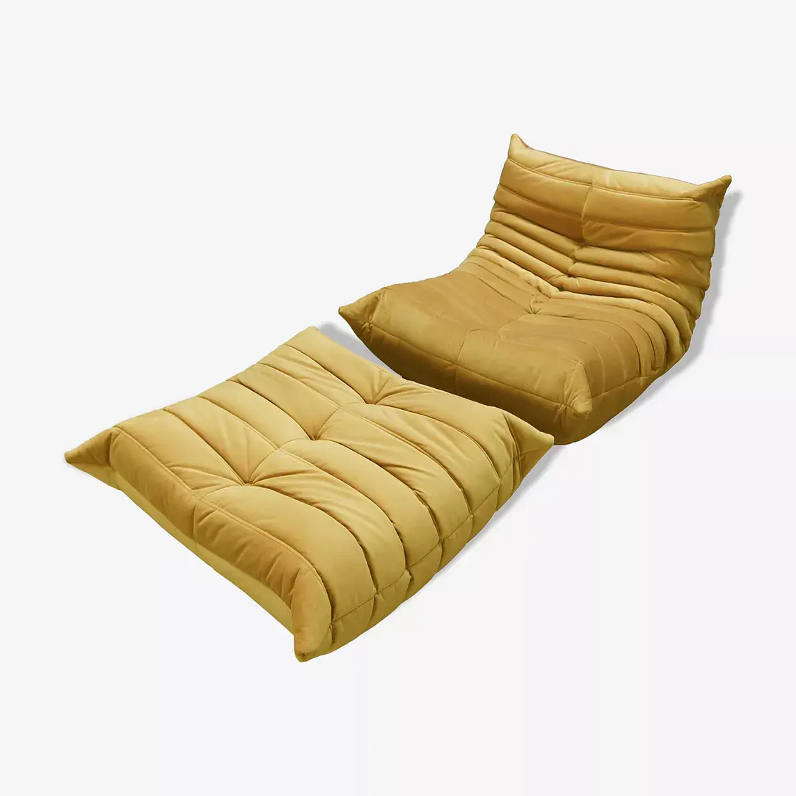 Togo armchair and ottoman set 2-pc. Velvet mustard yellow 0