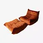 Togo Armchair and Ottoman Set Velvet Amber-Orange 0