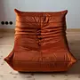 Togo Armchair and Ottoman Set Velvet Amber-Orange 5
