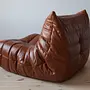 Togo armchair and ottoman set high-gloss leather whisky brown 1