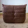 Togo Armchair and Ottoman Set Pull-Up-Leather Walnut Brown 3