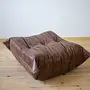 Togo Armchair and Ottoman Set Pull-Up-Leather Walnut Brown 4