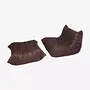Togo armchair and ottoman set Madras leather brown 0