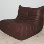 Togo armchair and ottoman set Madras leather brown 2
