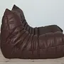Togo armchair and ottoman set Madras leather brown 5