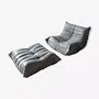 Set Togo Poltrona e Pouf Pelle Madras Grigio Cenere 0