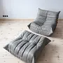 Set Togo Poltrona e Pouf Pelle Madras Grigio Cenere 1