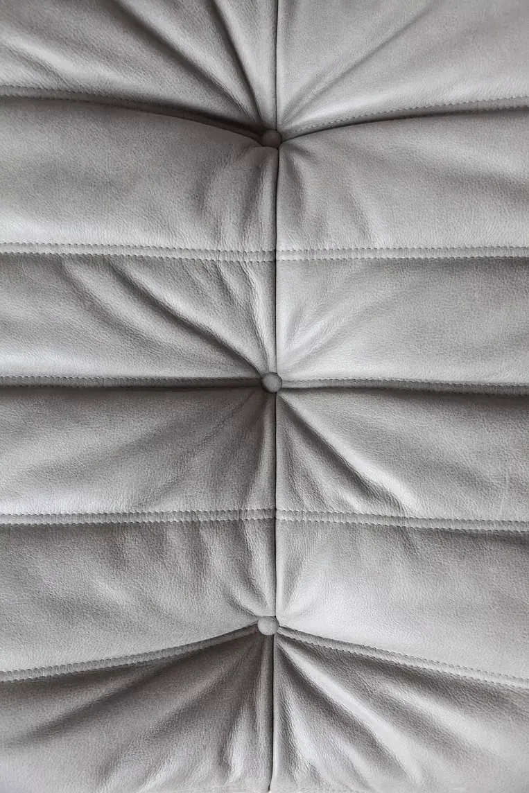 Togo Armchair and Ottoman Set Madras-Leather Ash Grey 9