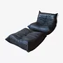 Togo Armchair and Ottoman Set Madras Leather Black 0