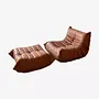 Togo armchair and ottoman set pull-up leather peach brown 0