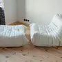 Togo armchair and ottoman set Madras leather White 1