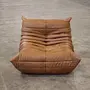Togo armchair and ottoman set pull-up leather tobacco brown 1