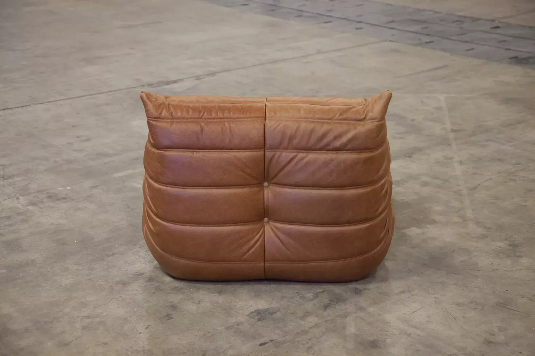 Togo armchair and ottoman set pull-up leather tobacco brown 3