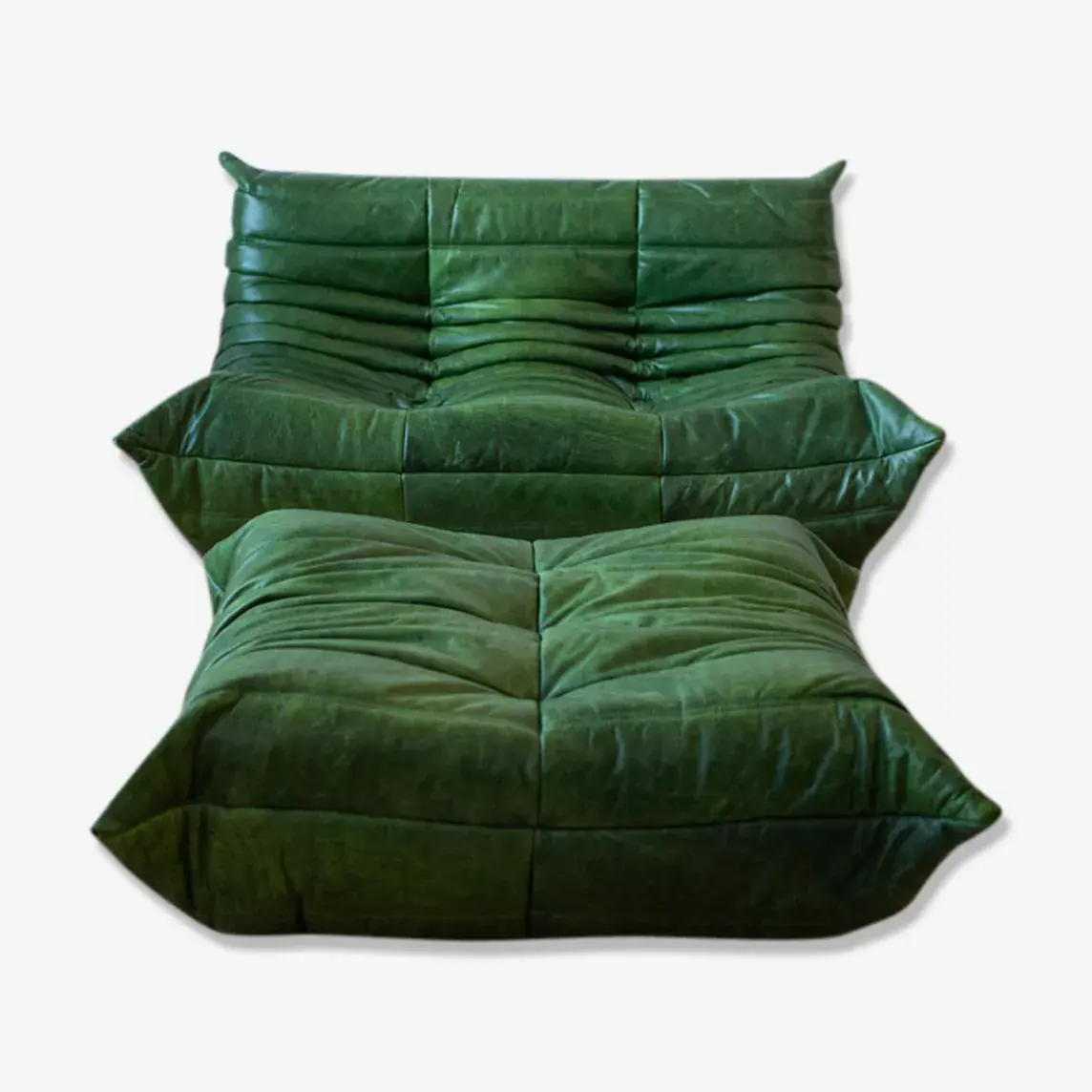 Togo Lounge Set 2-pc. Pull-Up Leather Green 0