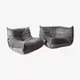 Togo Lounge Set 2-pc. Velvet Silver Gray 0