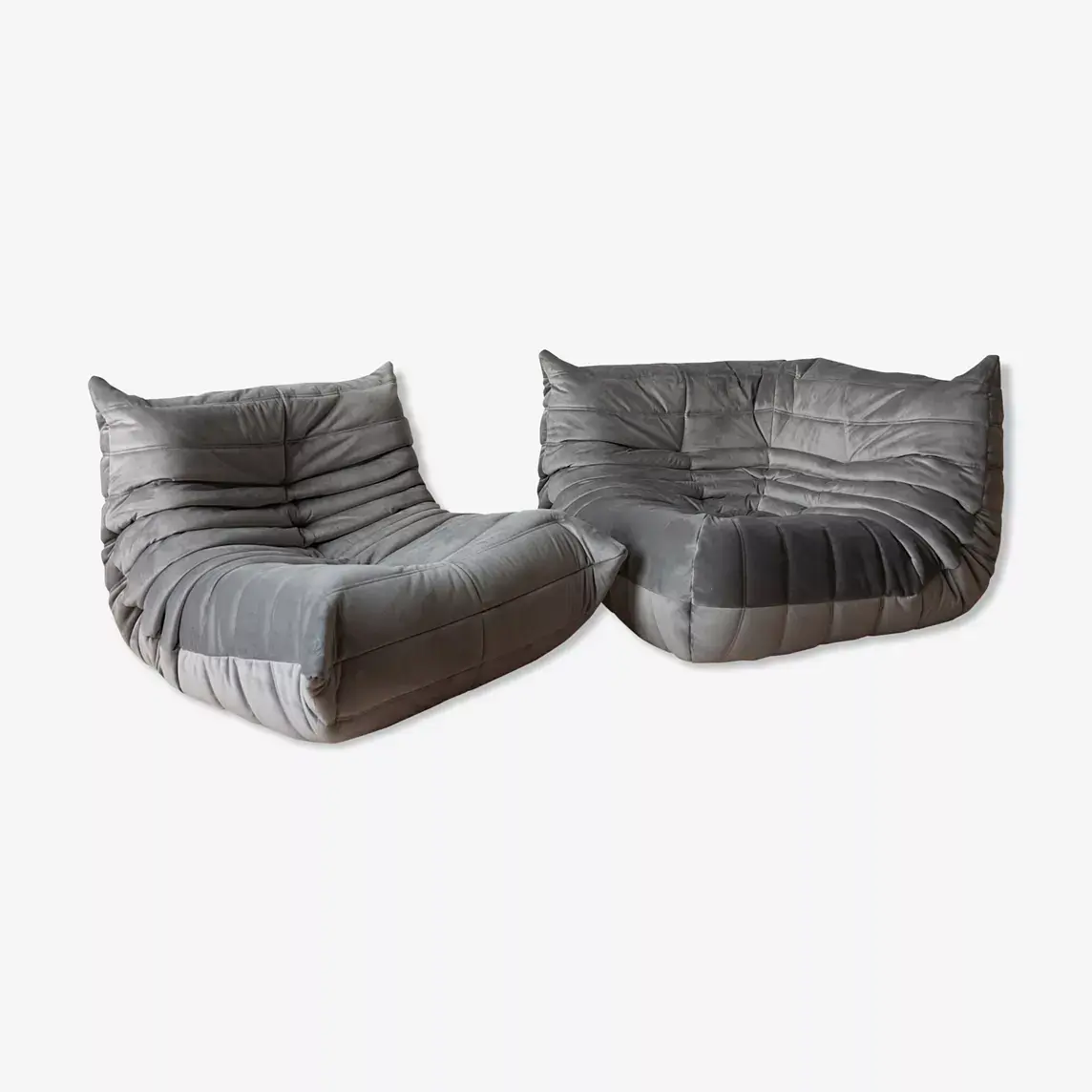 Togo Lounge Set 2-pc. Velvet Silver Gray 0
