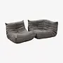 Togo Lounge Set 2 pezzi tessuto grigio caldo 0