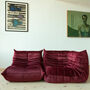 Togo Lounge Set 2 pezzi Velluto Rosso Borgogna 1