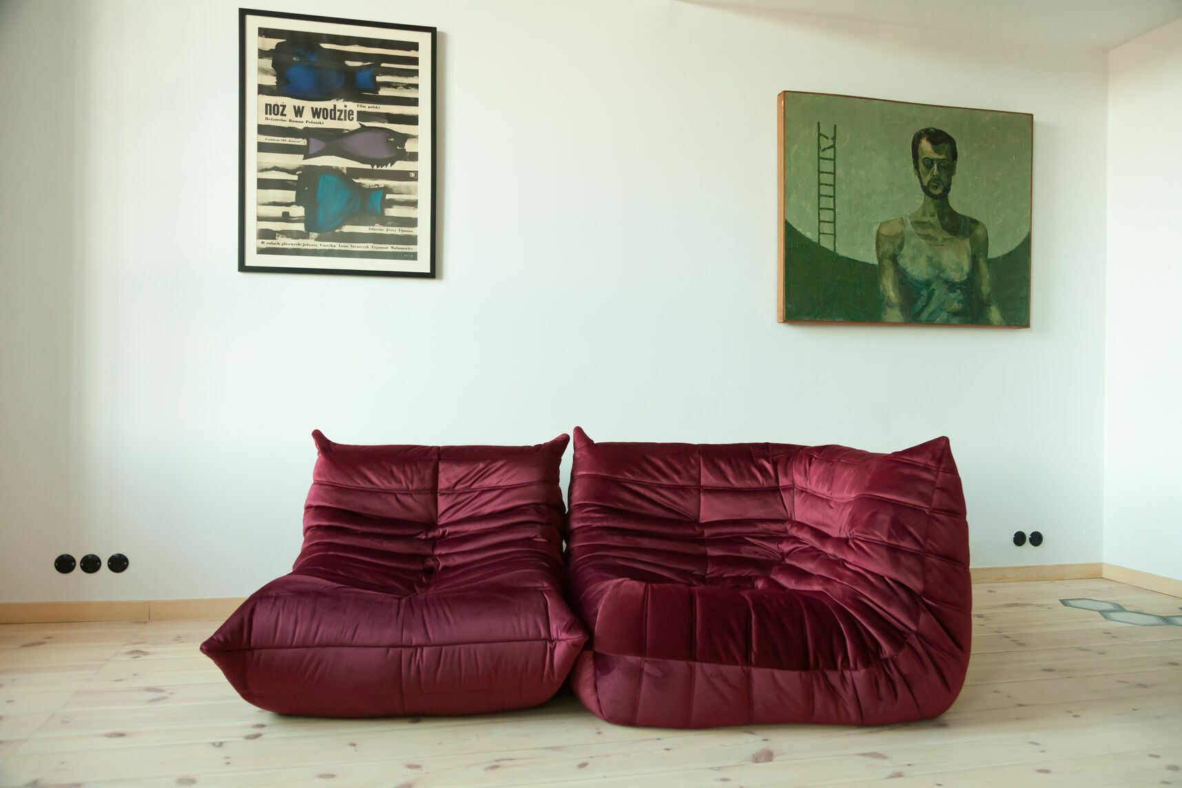 Togo Lounge Set 2 pezzi Velluto Rosso Borgogna 1