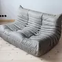 Togo Lounge Set 2-pc. Madras Leather Ash Grey 2