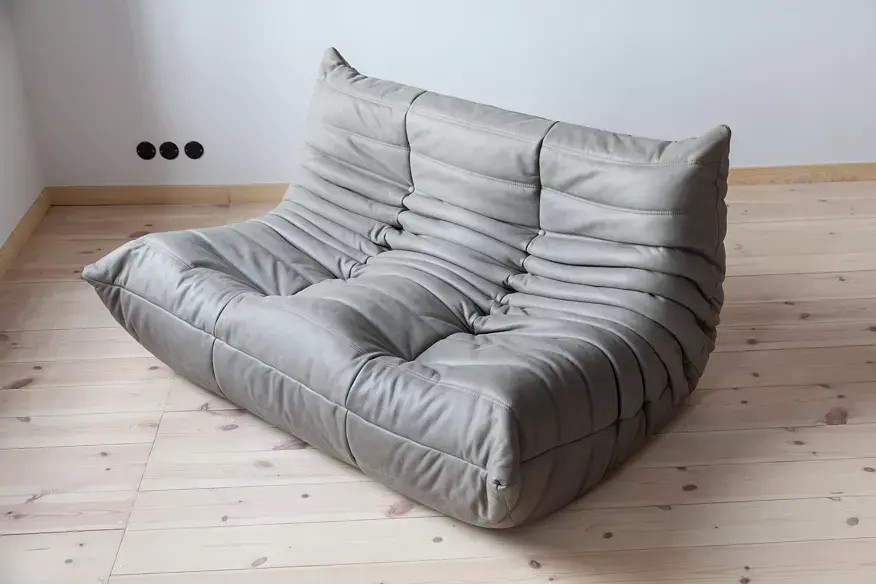 Togo Lounge Set 2-pc. Madras Leather Ash Grey 2