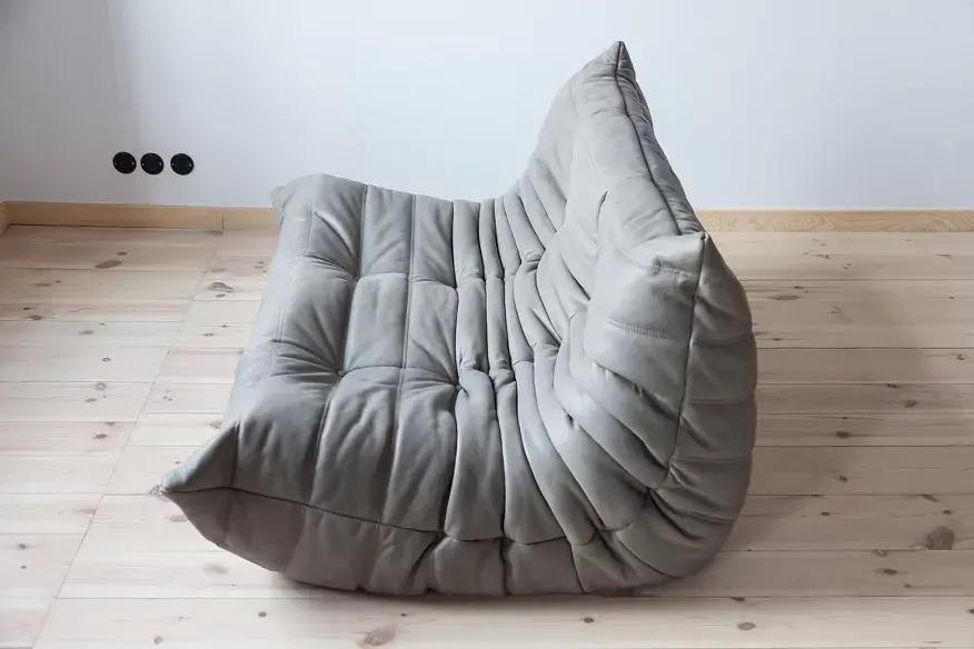 Togo Lounge Set 2-pc. Madras Leather Ash Grey 3