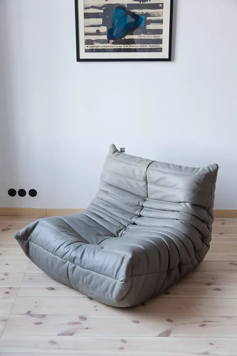 Togo Lounge Set 2-pc. Madras Leather Ash Grey 6