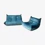 Togo Lounge Set 2-piece Velvet Ocean Blue 0