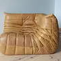 Togo Lounge Set 2-piece. Pull-up leather camel brown 2