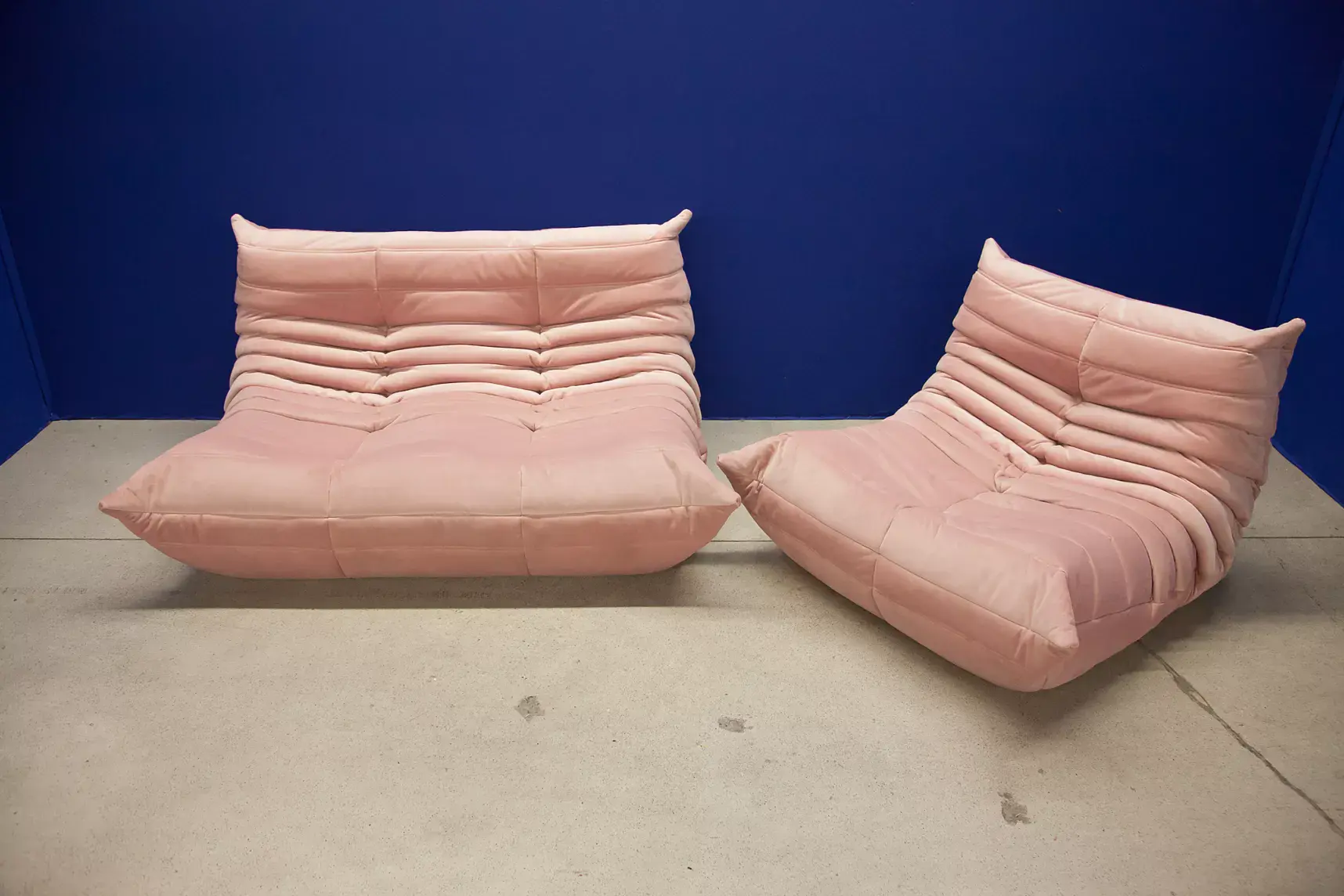 Togo Lounge Set 2 pezzi Velluto Rosa chiaro 1