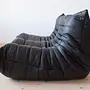 Togo Lounge Set 2-tlg. Leder Schwarz 2
