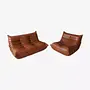 Set Lounge Togo 2 pezzi pelle lucida marrone whisky 0