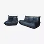 Togo Lounge Set 2-tlg. Leder Schwarz 0