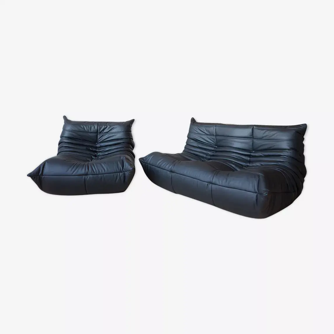 Togo Lounge Set 2-tlg. Leder Schwarz 0