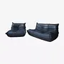 Togo Lounge Set 2-pc. Madras Leather Black 0