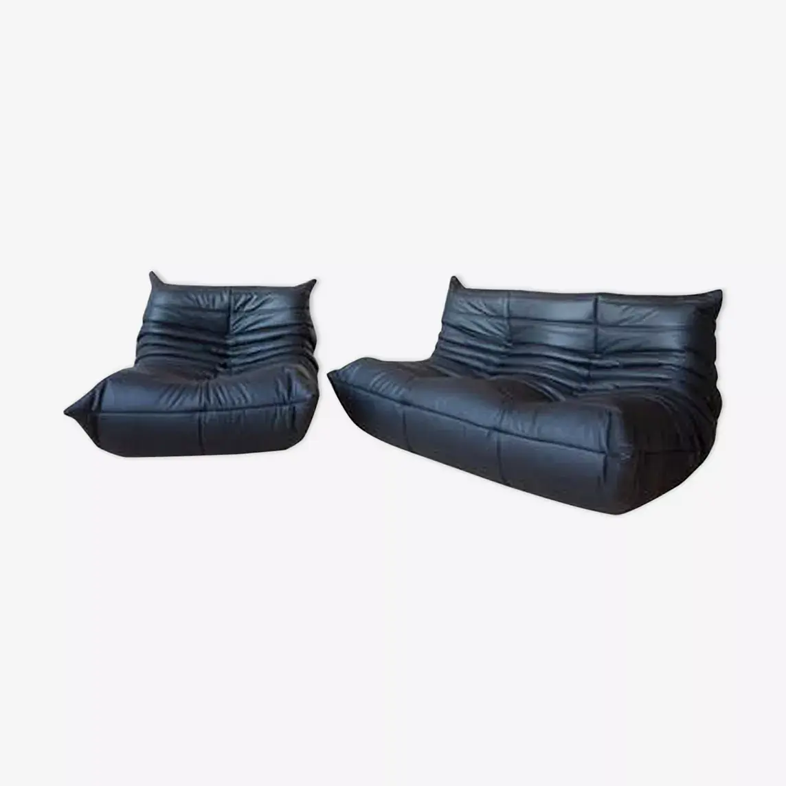 Togo Lounge Set 2-pc. Madras Leather Black 0