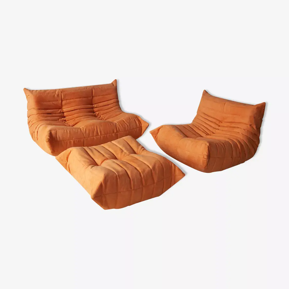 Togo Lounge Set 3 pz. Tessuto Arancione 0