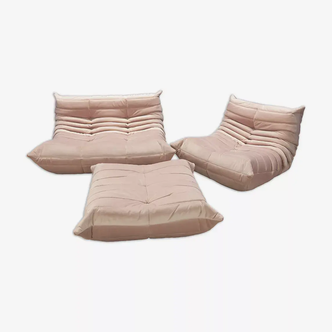 Togo Lounge Set 3-pc. Velvet Light Pink 0