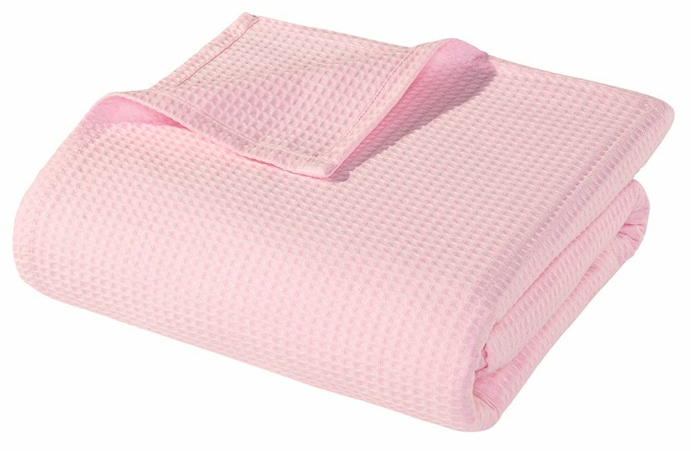 Weiche Babydecke Waffelpiqué 100% Baumwolle Rosa 0