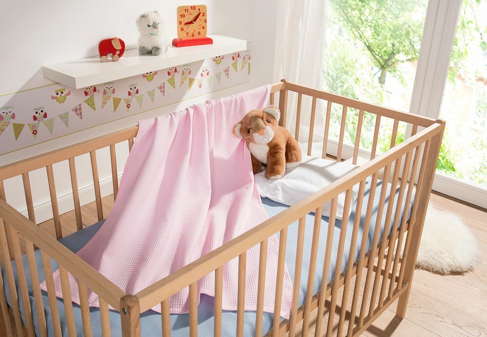Weiche Babydecke Waffelpiqué 100% Baumwolle Rosa 1