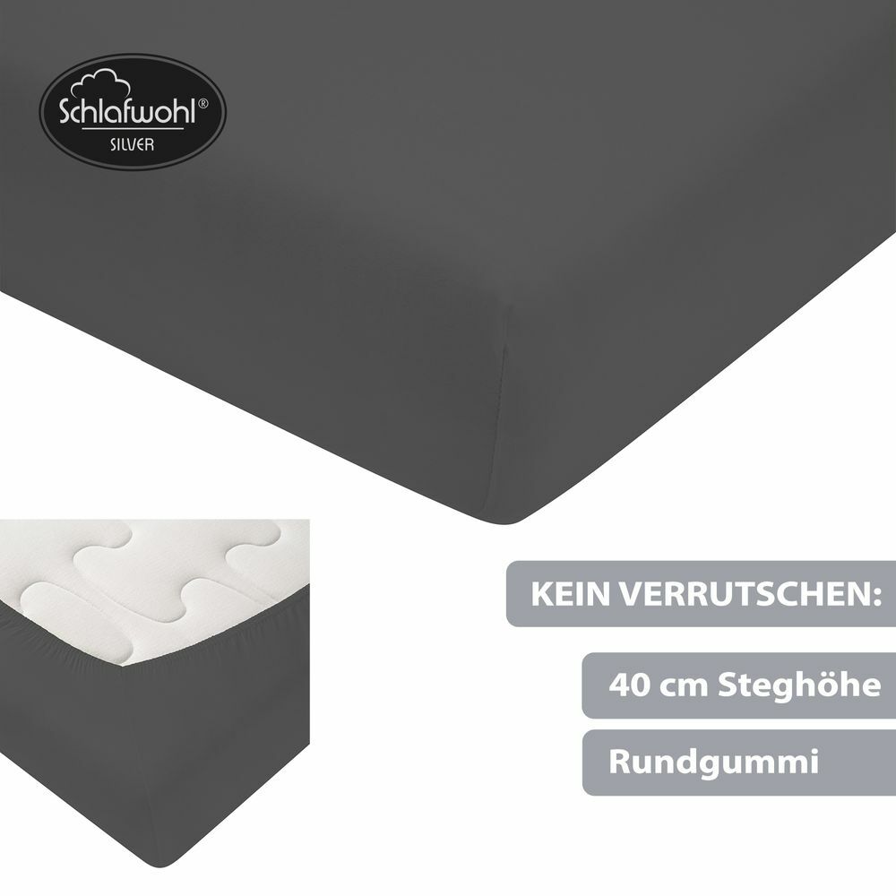 Spannleintuch für Boxspringbett aus Baumwolle Grau 1