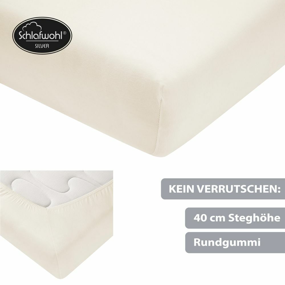 Spannleintuch für Boxspringbett aus Baumwolle Creme 1