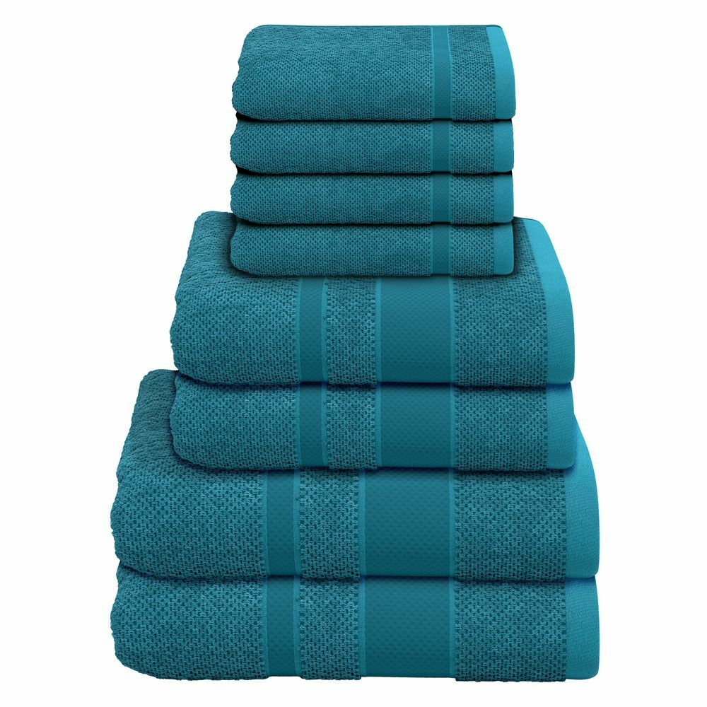 8-tlg. Handtuch-Set Baumwolle Türkis Öko-Tex Standard 100 0