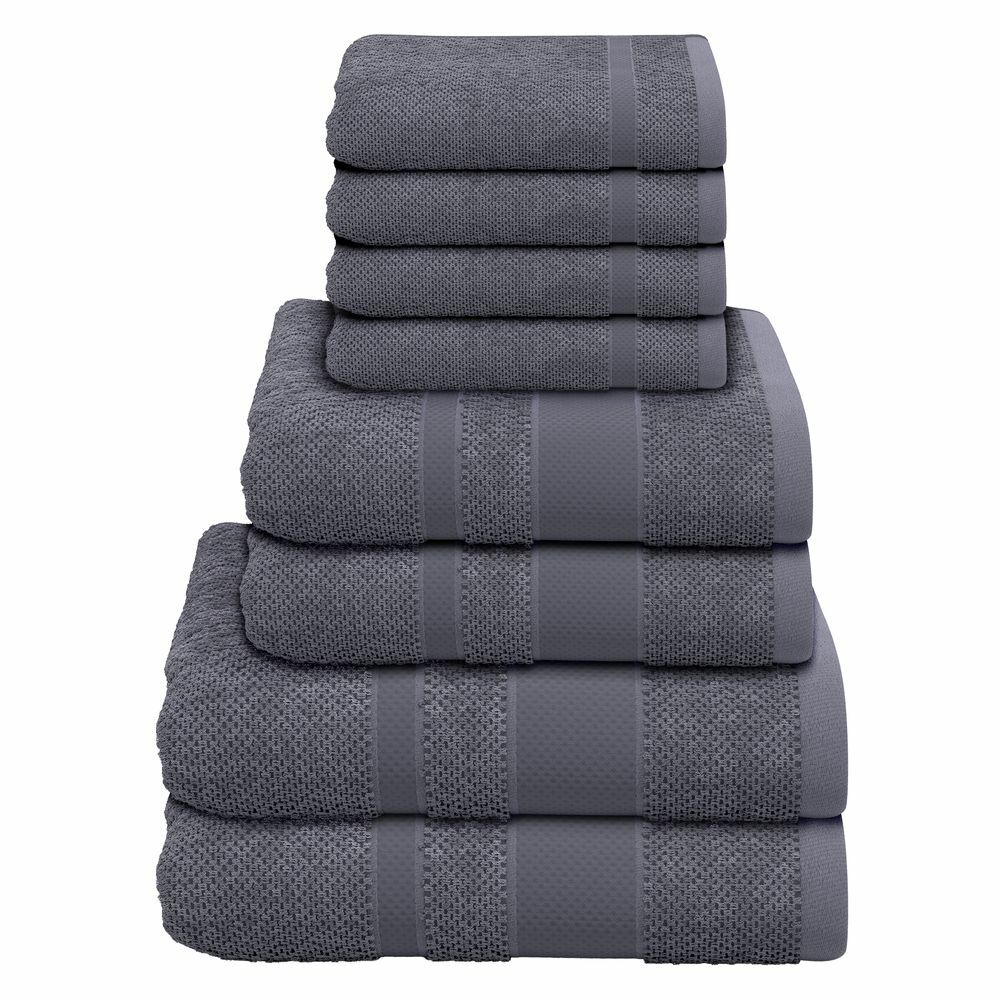 8-tlg. Handtuch-Set aus Baumwolle Grau Öko-Tex Standard 100 0