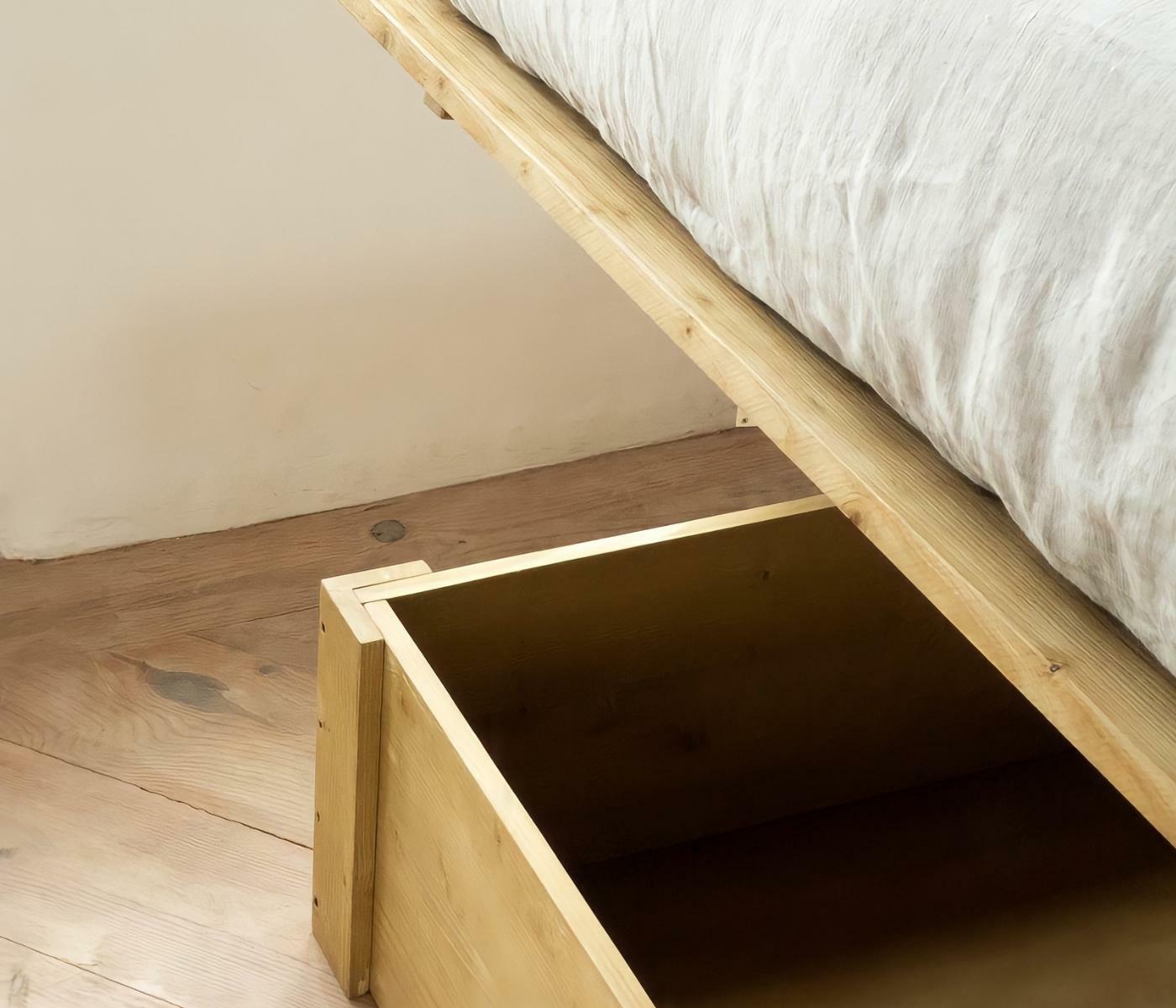 Bett mit Stauraum Olivholzoptik 2