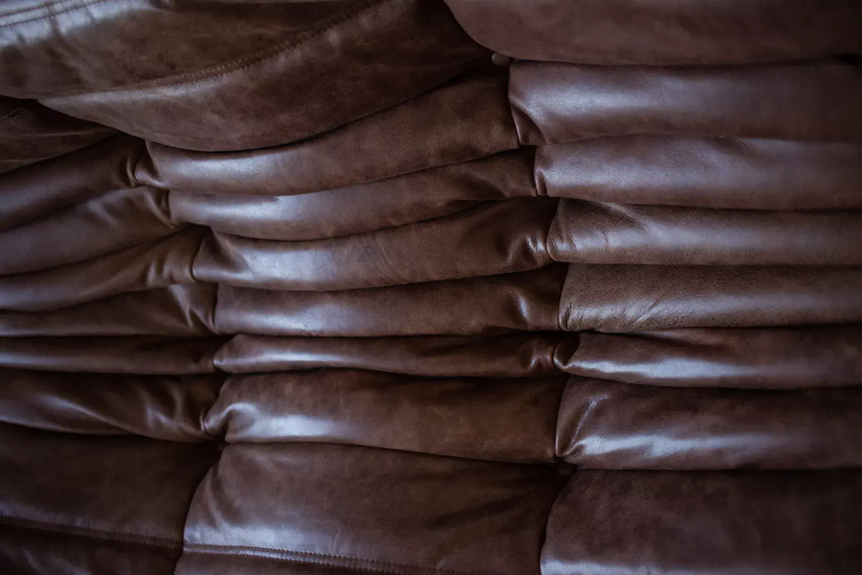 Togo Lounge Set 3-piece Pull-Up Leather Walnut Brown 9