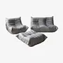 Togo Lounge Set 3-pc. Madras leather Ash grey 0